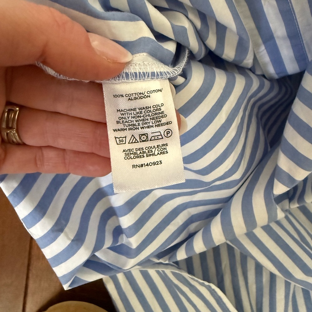 LOFT Blue and White Striped Long Sleeve Dress - Picture 4 of 4